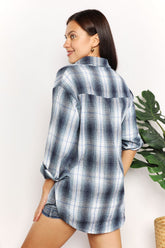 Mandy Plaid Dropped Shoulder Shirt OutfitFlow